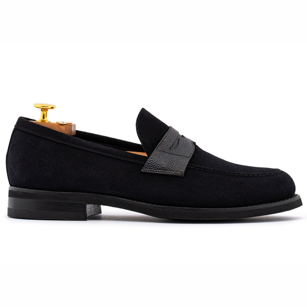 Harris Firenze 1913 Terni Suede & Printed Leather Moccasin Blue