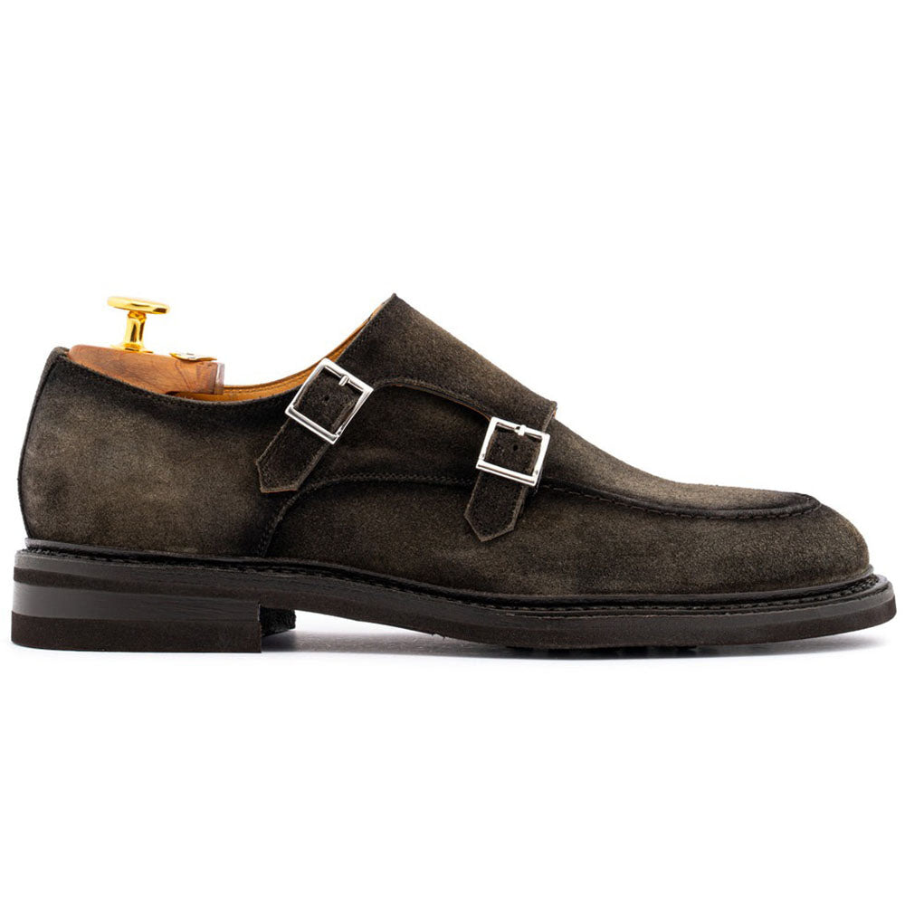 Harris Firenze 1913 Goya Suede Double Cap Toe Monk Strap Green