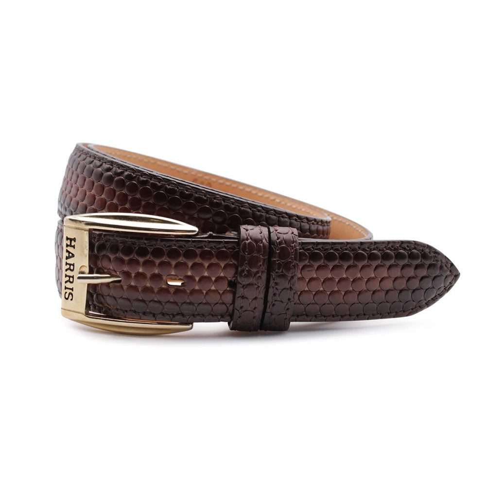 Harris Firenze 1913 Printed Leather Belt Brown