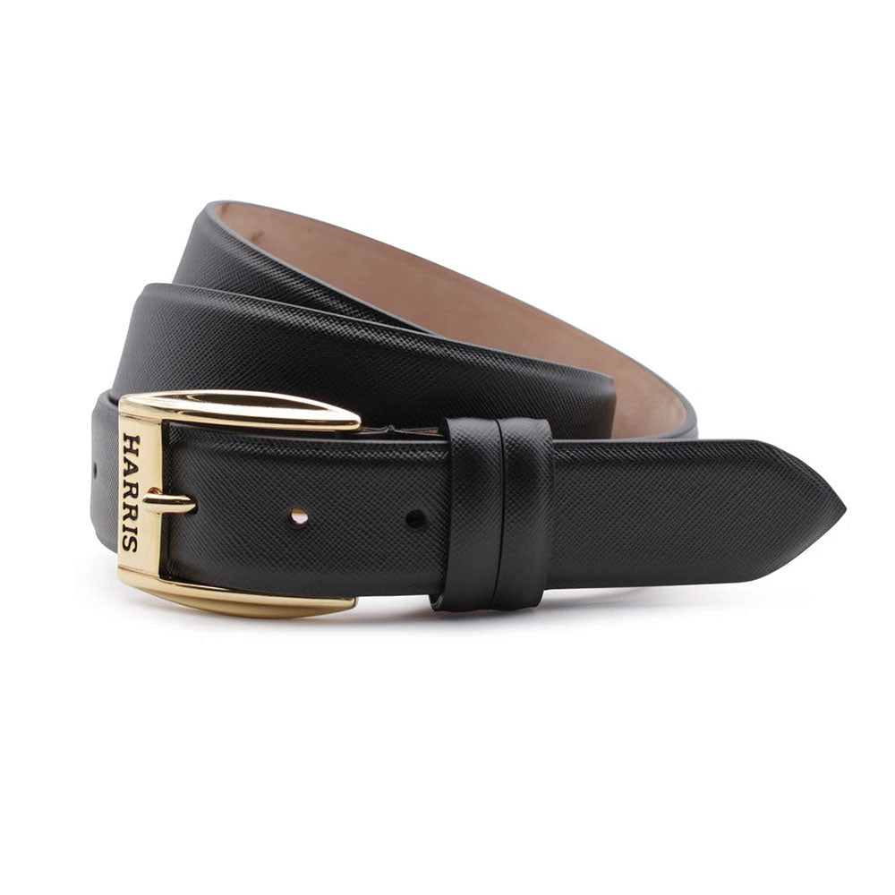 Harris Firenze 1913 Saffiano Leather Belt Black