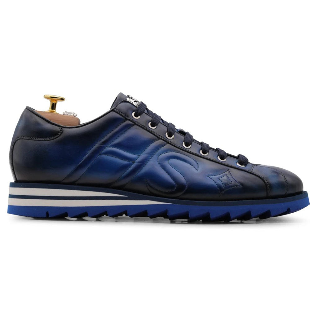 Harris Firenze 1913 Hand-Painted Leather Sneakers Blue