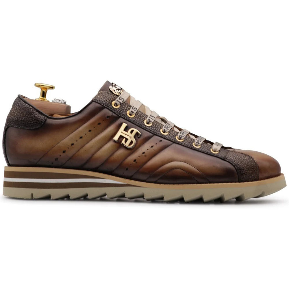 Harris Firenze 1913 Hand-Painted Leather Comfort Sneakers Brown