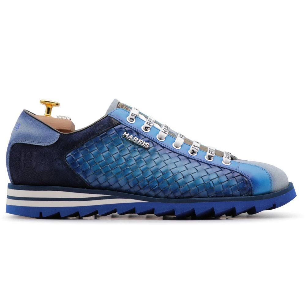 Harris Firenze 1913 Woven Leather & Suede Sneakers Sky Blue