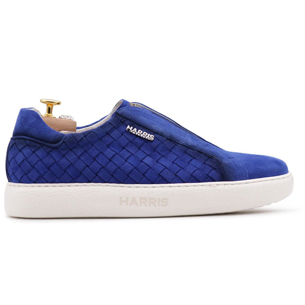 Harris Firenze 1913 Woven Leather Slip-On Sneakers Electric Blue