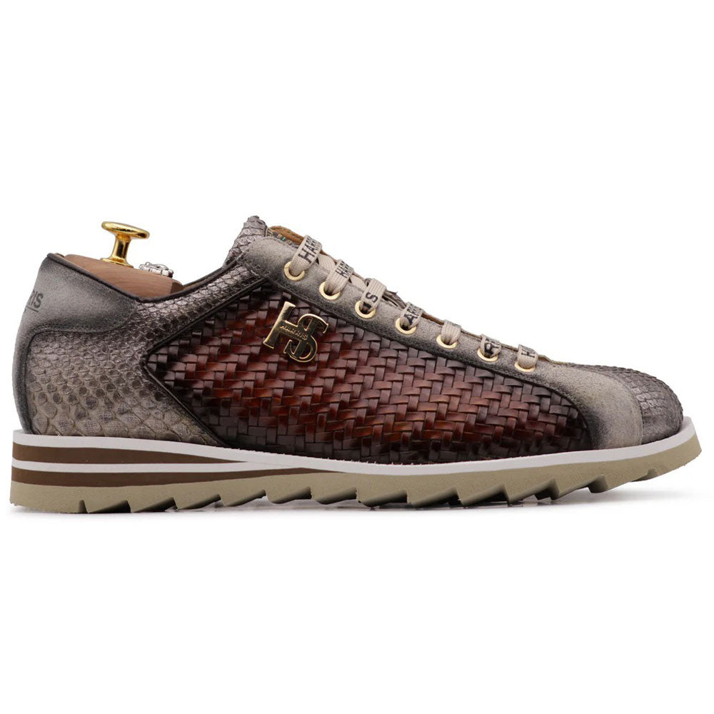 Harris Firenze 1913 Genuine Python & Woven Leather Sneakers Silver / Brown