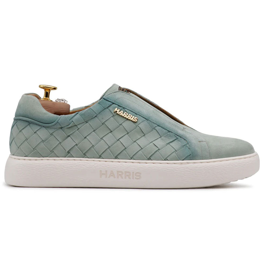 Harris Firenze 1913 Woven Leather Slip-On Sneakers Sea Water