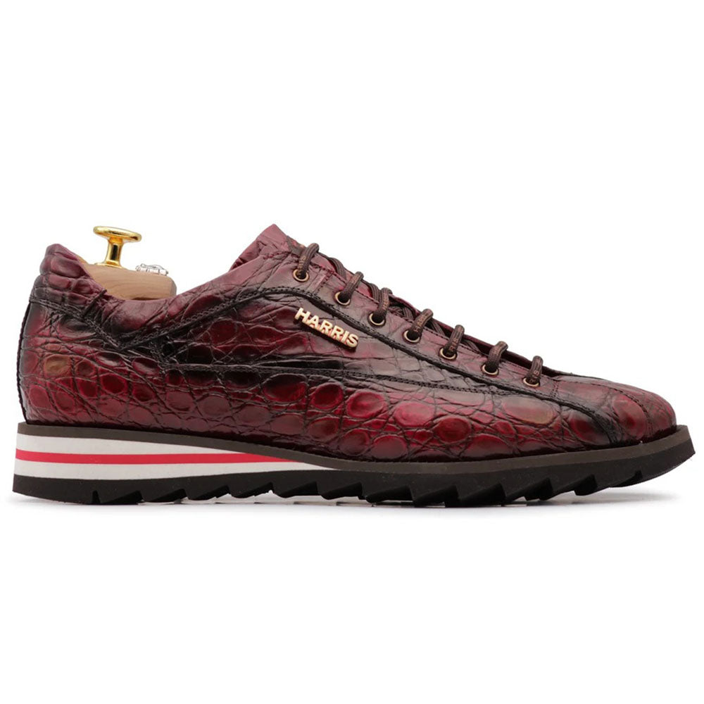Harris Firenze 1913 Hand-Painted Genuine Alligator Sneakers Red