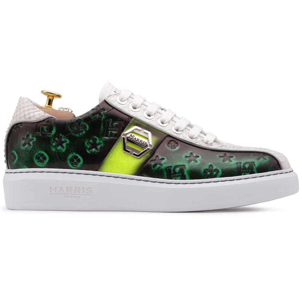 Harris Firenze 1913 Genuine Python & Stamped Leather Sneakers Green / White