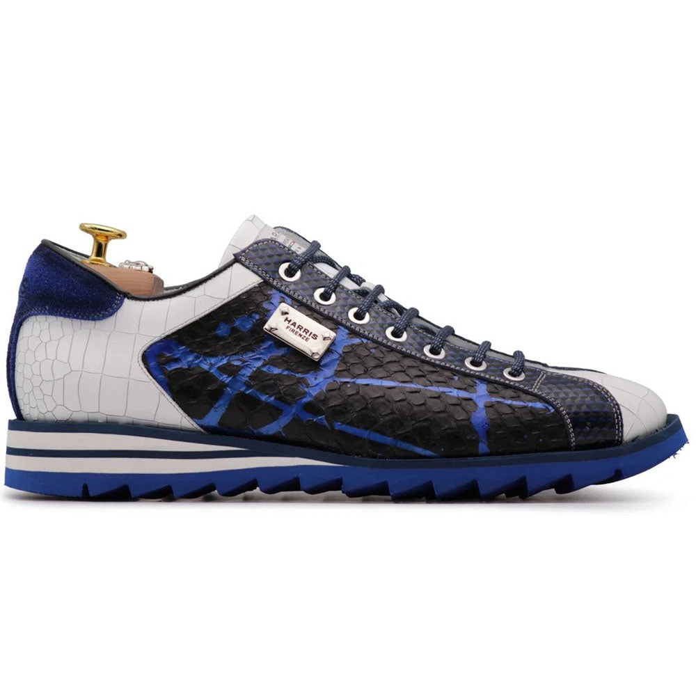 Harris Firenze 1913 Genuine Python & Crocodile Effect Sneakers Blue / Black / White