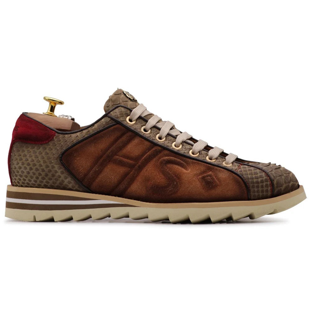 Harris Firenze 1913 Genuine Python & Suede Sneakers Brown