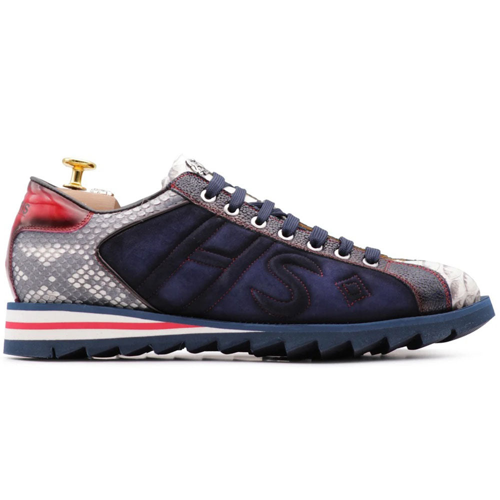 Harris Firenze 1913 Genuine Python & Suede Sneakers Blue / Red