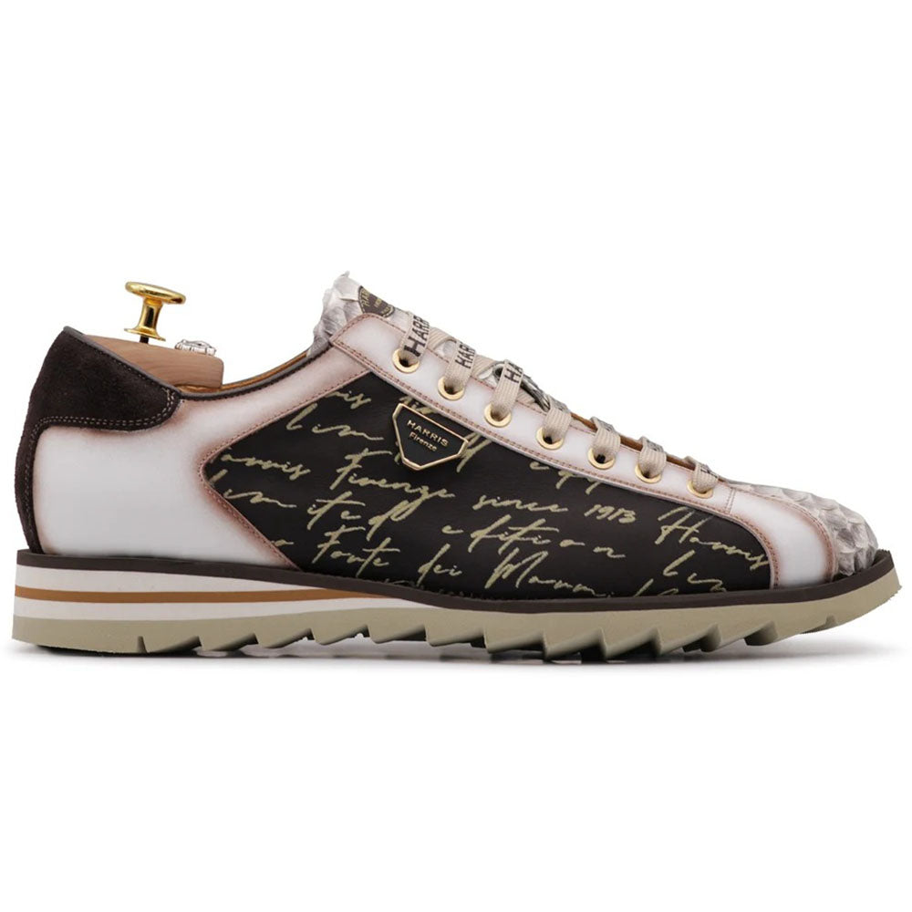 Harris Firenze 1913 Genuine Python & Signature Suede Sneakers Black