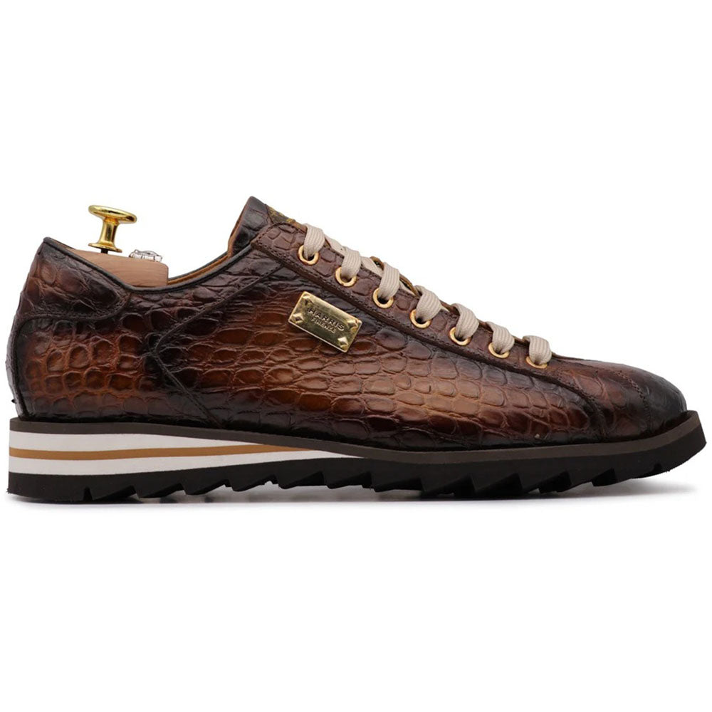 Harris Firenze 1913 Hand-Painted Crocodile Effect Leather Sneakers Brown