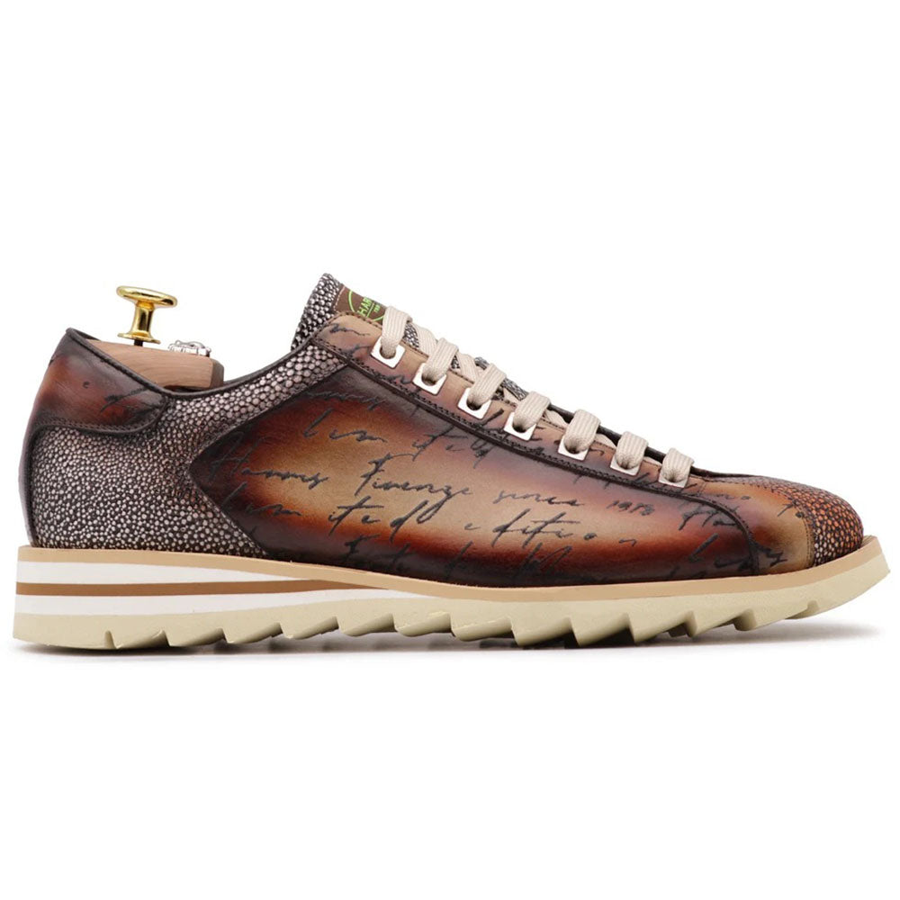 Harris Firenze 1913 Hand-Painted Signature Leather Sneakers Brown