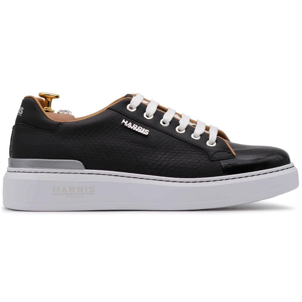 Harris Firenze 1913 Leather & Python Print Sneakers Black
