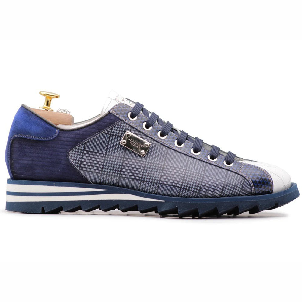 Harris Firenze 1913 Embossed Crocodile/ Suede / Tweed Sneaker Blue