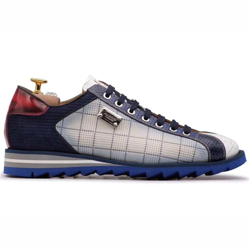 Harris Firenze 1913 Embossed Crocodile & Tweed Sneaker Blue