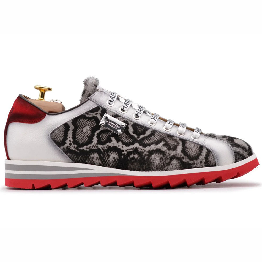 Harris Firenze 1913 Cavillino Pony Skin & Moose Effect Shearling Sneakers White / Grey