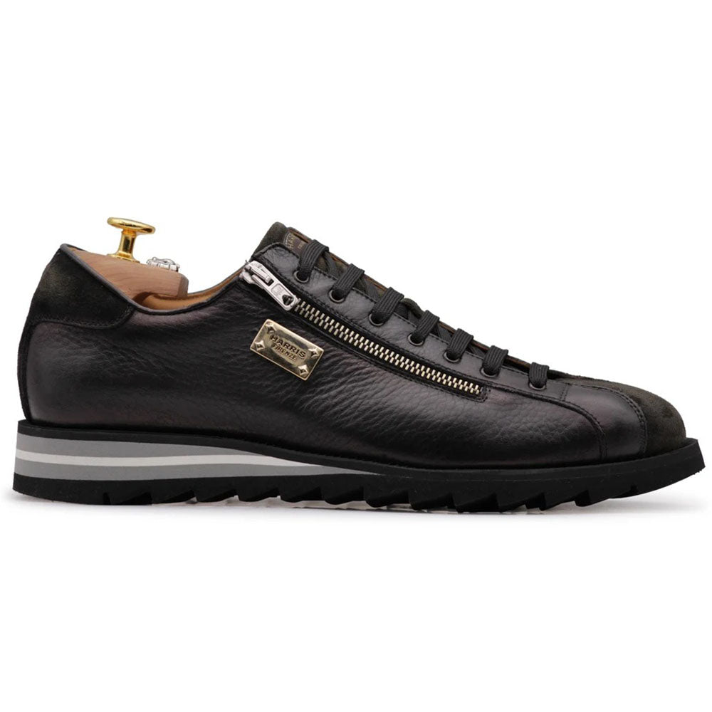 Harris Firenze 1913 Elk Effect Leather & Suede Sneaker Black & Grey