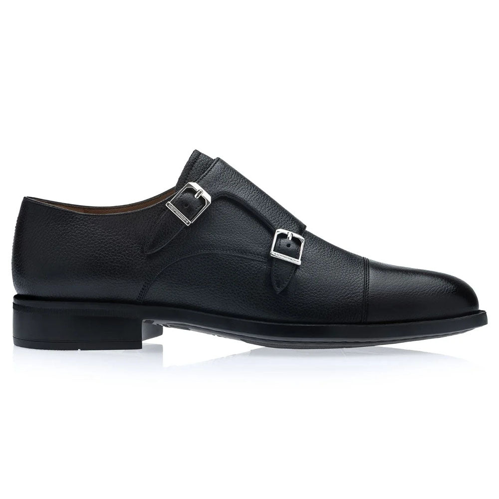 Moreschi Phoenix Grain Leather Double Monk Strap Black