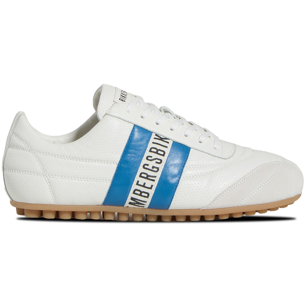 Bikkembergs Logo Stripe Leather & Suede Sneaker White / Blue