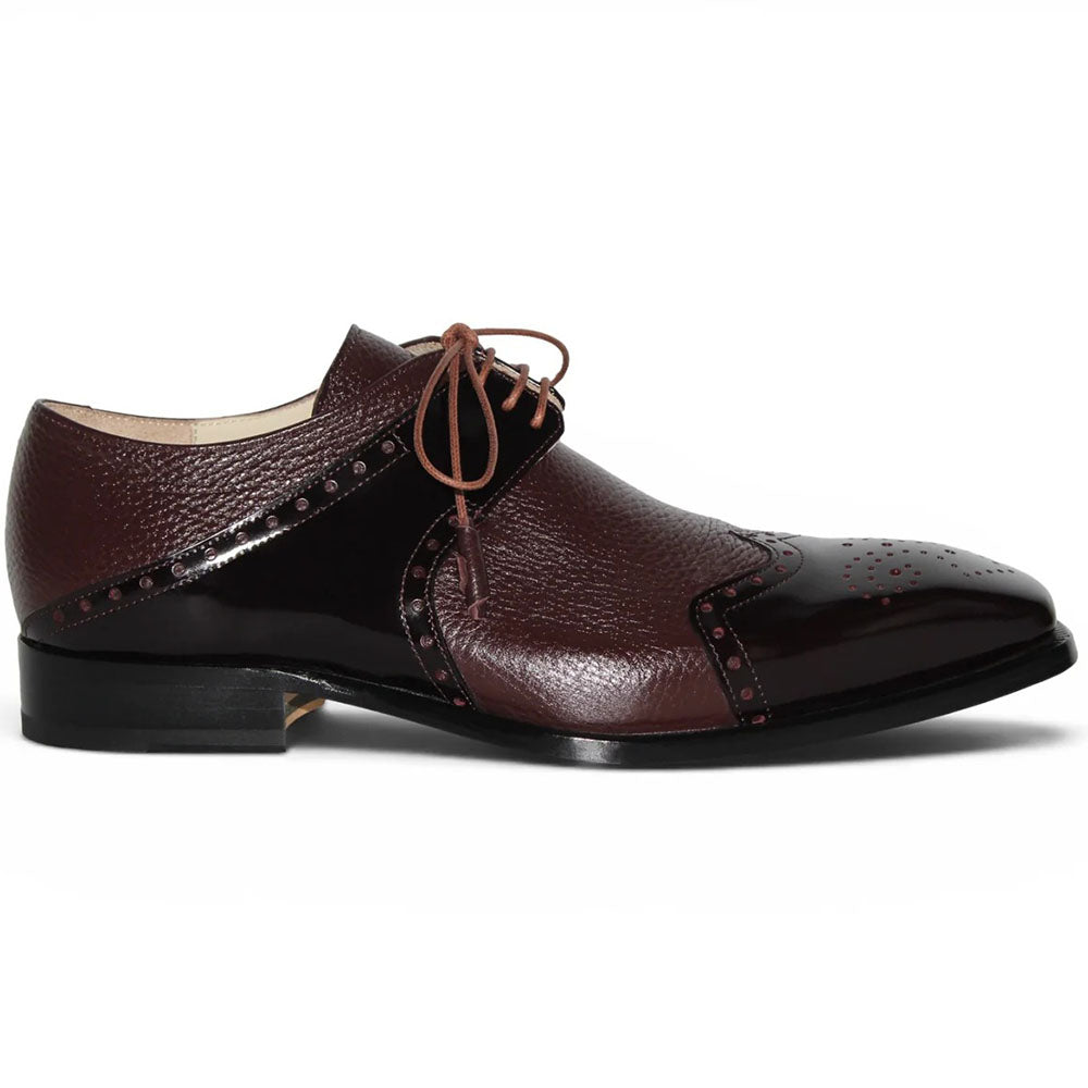Emilio Franco Luciano Deerskin & High-Polished Leather Derby Burgundy