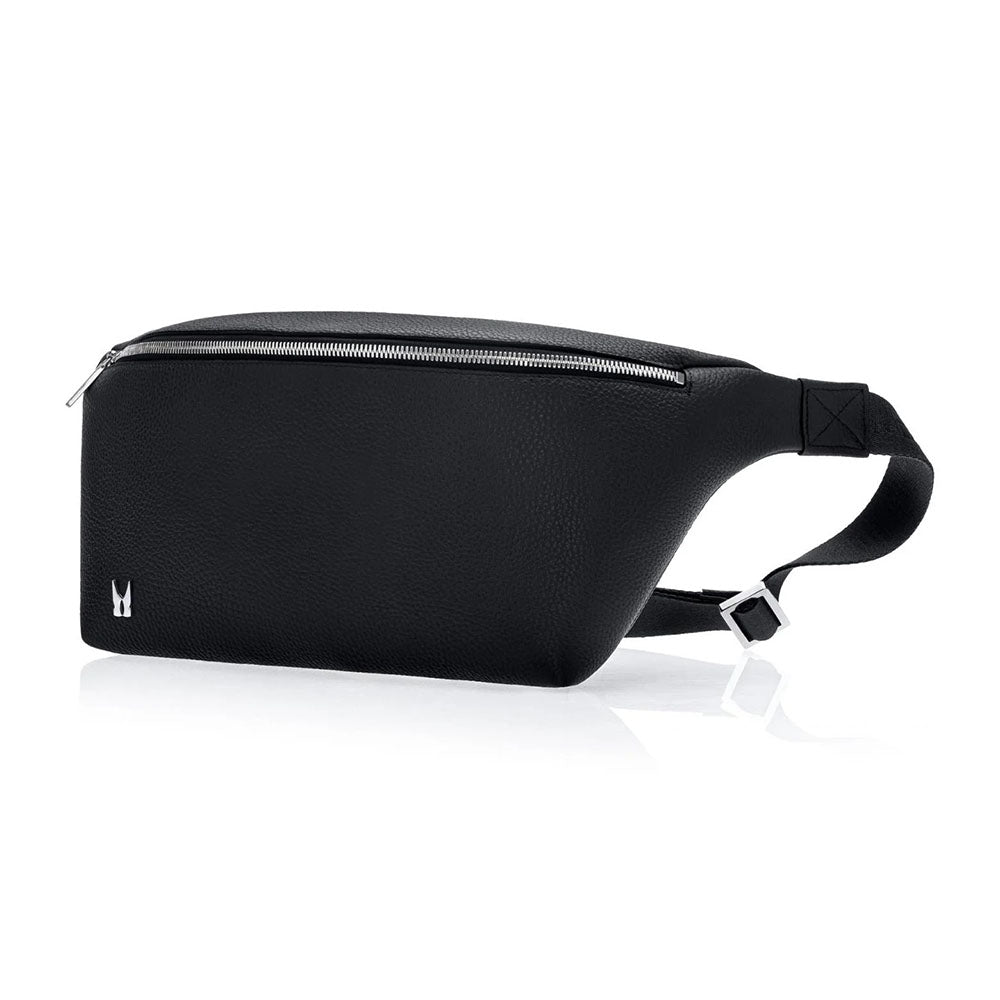 Moreschi Bondone Pebble Grain Leather Crossbody Bag Black