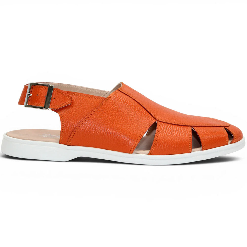 Duca by Matiste SA131 Embossed Pebble Grain Leather Sandal Orange