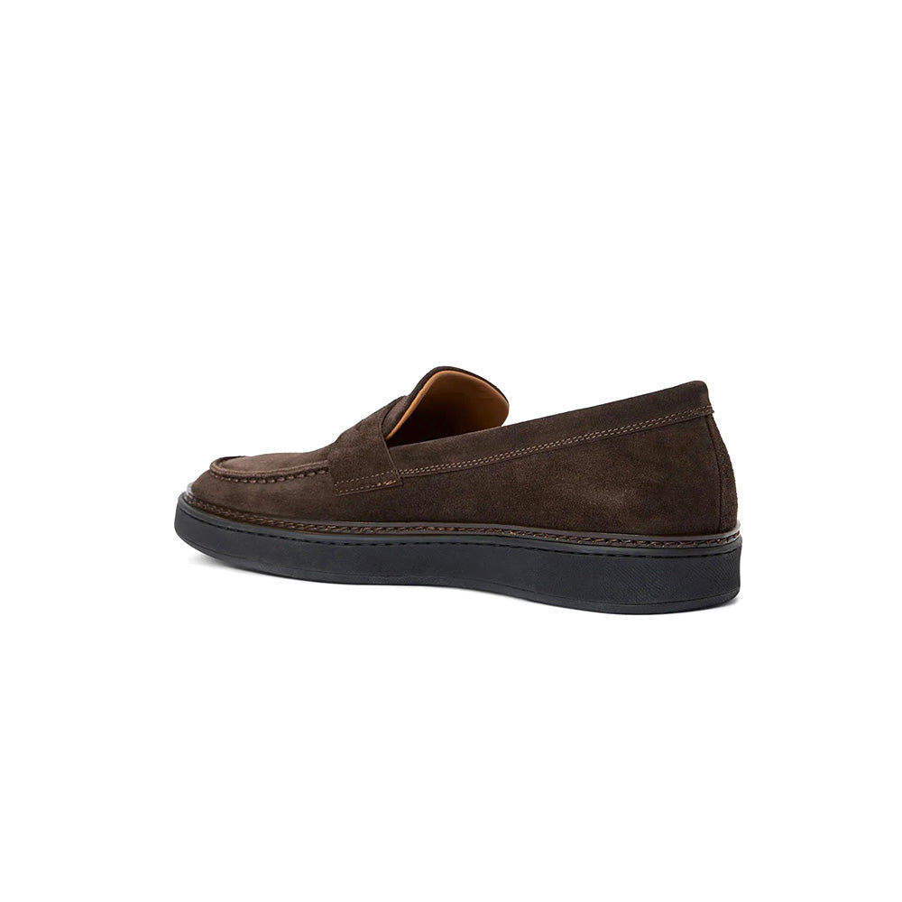 Aquatalia Bucarest Suede Penny Loafer Dark Brown