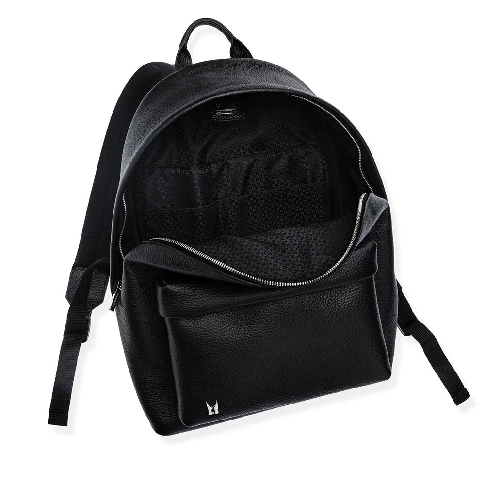 Moreschi Adamello Pebble Grain Leather Backpack Black