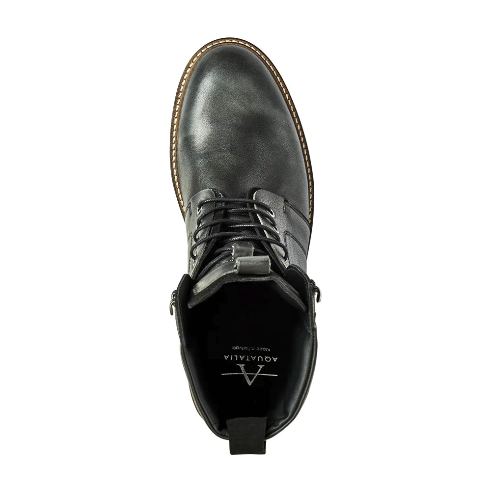 Aquatalia Rovello Leather Lace-Up Boot Black