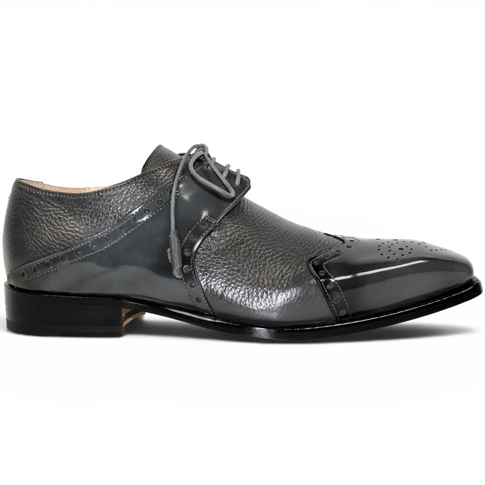 Emilio Franco Luciano Deerskin & High-Polished Leather Derby Gray