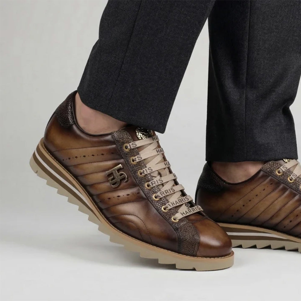 Harris Firenze 1913 Hand-Painted Leather Comfort Sneakers Brown
