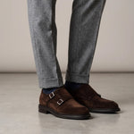 View product image 2: Harris Firenze 1913 Goya Suede Double Cap Toe Monk Strap Brown