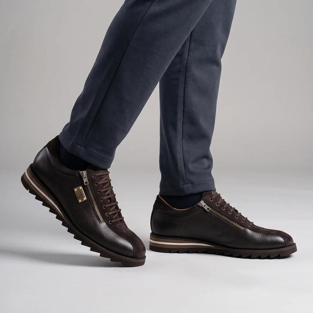 Harris Firenze 1913 Elk Effect Leather & Suede Sneaker Dark Brown
