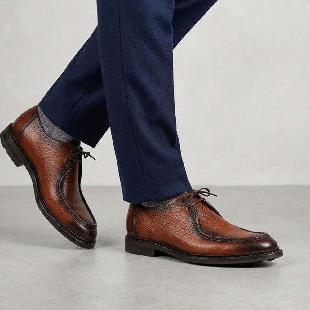 Harris Firenze 1913 Asiago Moose Effect Leather Derby Brown
