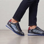 View product image 2: Harris Firenze 1913 Genuine Python & Suede Sneakers Blue