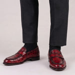 View product image 2: Harris Firenze 1913 Hand-Painted Genuine Alligator Moccasin Red