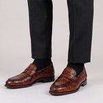 View product image 2: Harris Firenze 1913 Hand-Painted Genuine Alligator Moccasin Brown