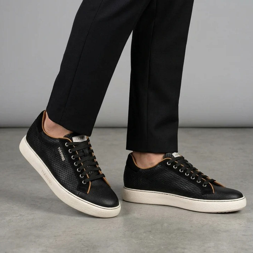Harris Firenze 1913 Oxford Python Print Leather Sneaker Black