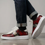 View product image 2: Harris Firenze 1913 Genuine Python & Stamped Leather Sneakers Red / White