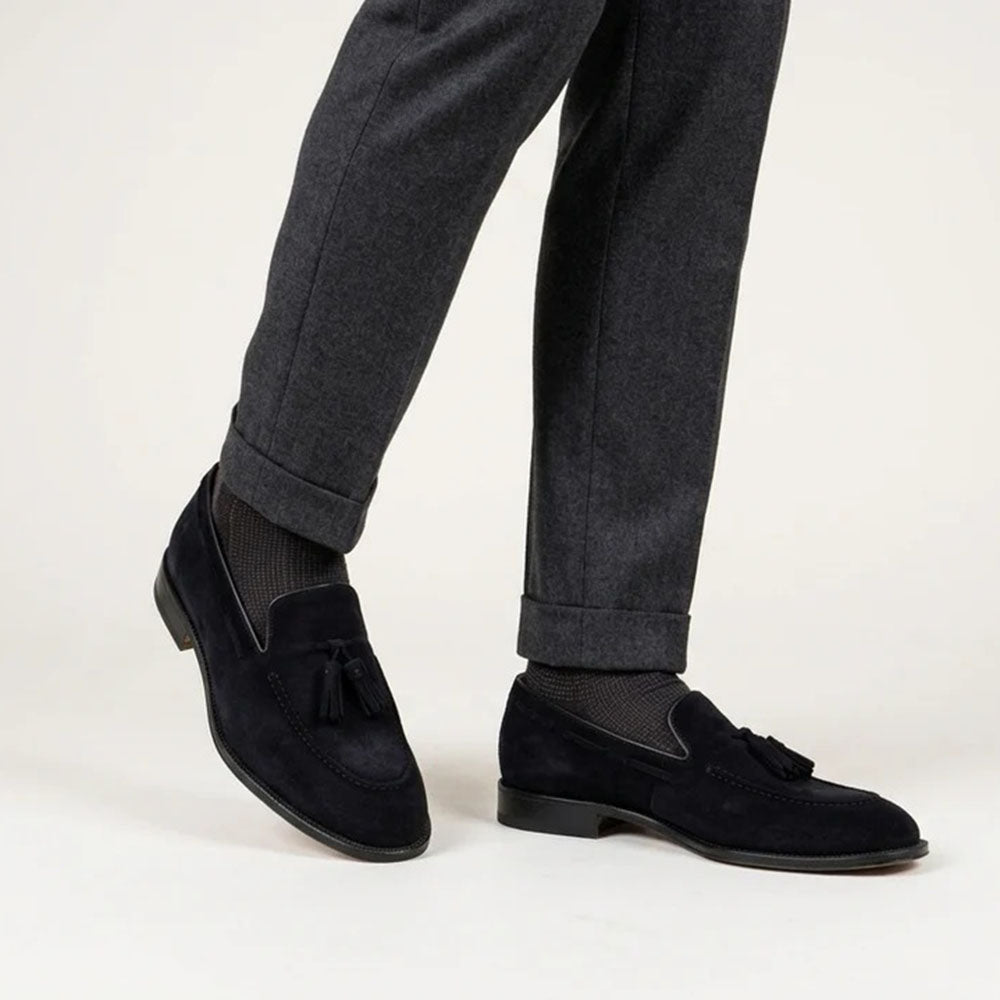 Harris Firenze 1913 Suede Tassel Moccasin Blue
