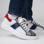 View product image 2: Harris Firenze 1913 Genuine Python & Soft Leather Sneakers Blue / White