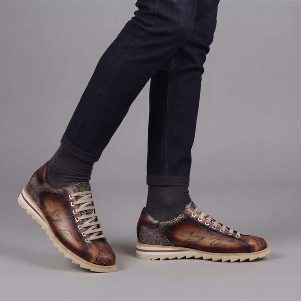 Harris Firenze 1913 Hand-Painted Signature Leather Sneakers Brown