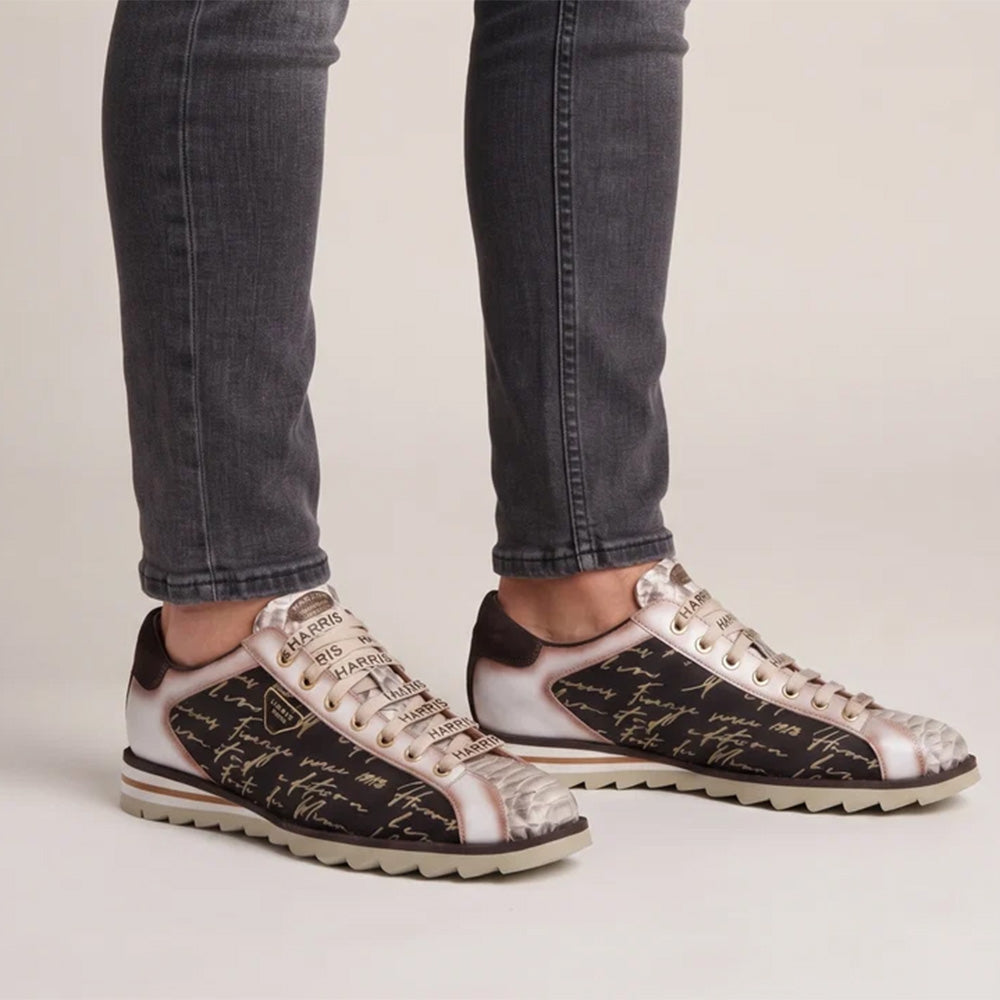 Harris Firenze 1913 Genuine Python & Signature Suede Sneakers Black