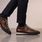 View product image 2: Harris Firenze 1913 Hand-Painted Crocodile Printed Leather Sneakers Brown