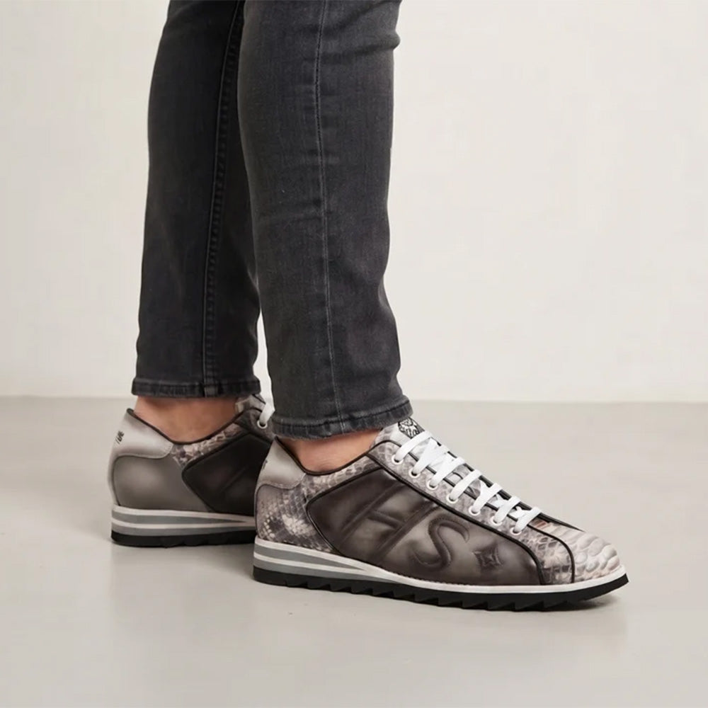 Harris Firenze 1913 Genuine Python & Suede Sneakers Grey