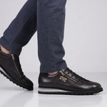 View product image 2: Harris Firenze 1913 Elk Effect Leather & Suede Sneaker Black & Grey
