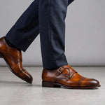 View product image 2: Harris Firenze 1913 Leather Double Cap Toe Monk Strap Brown