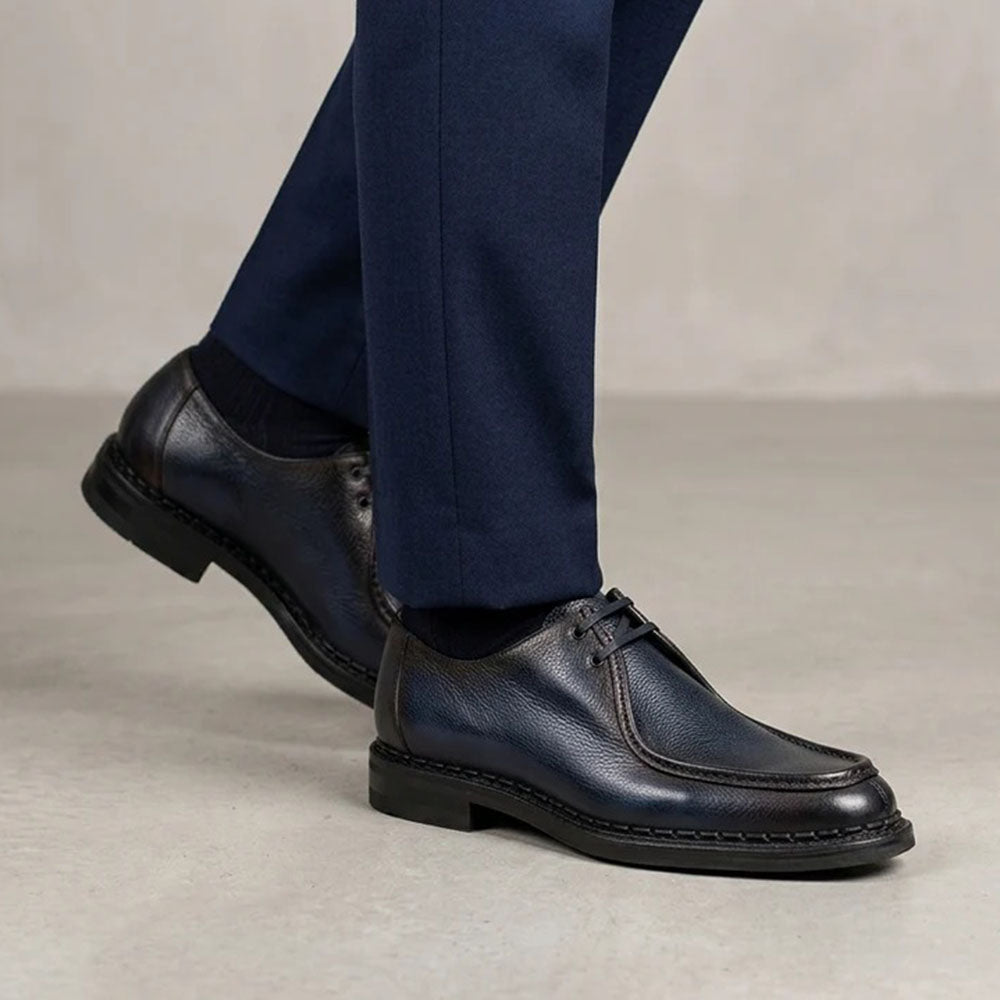 Harris Firenze 1913 Asiago Moose Effect Leather Derby Blue